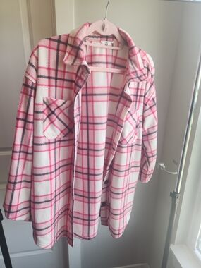 Pink Plaid Shacket Jacket - Women